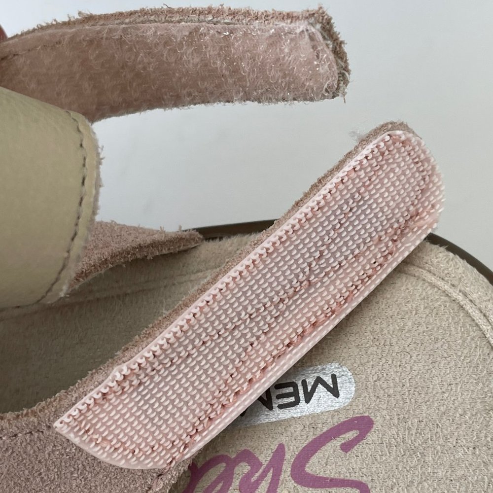 Skechers Suede Peep Toe Blush Pink Sling Back Sandal Wedges Memory Foam - Picture 6 of 14